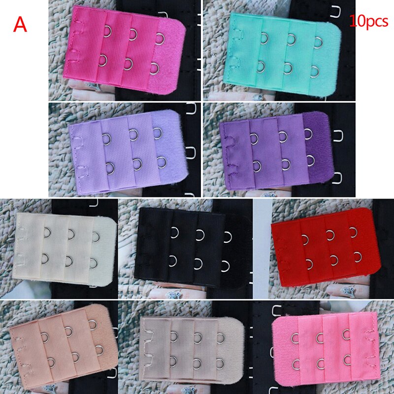 10Pc 3 Rijen 2 Haak Bra Extenders Strap Verstelbare Gesp Intimates Beha Accessoires Uitbreiding Strap Haak Clip Expander: 10pcs as pic