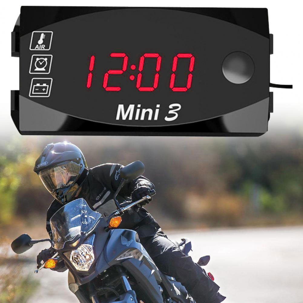 12V Moto Temperatur Uhr wasserdicht 3 in 1 Motorrad elektronische Uhr Thermometer Voltmeter Digital anzeige Universal- uhr