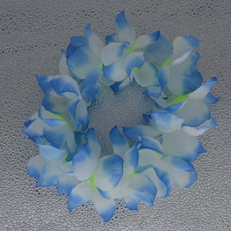 1 st hawaiianska konstgjorda blommor leis krans halsband krans självhäftande klänning hawaii strandfest dekoration påsk: Blått huvud leis