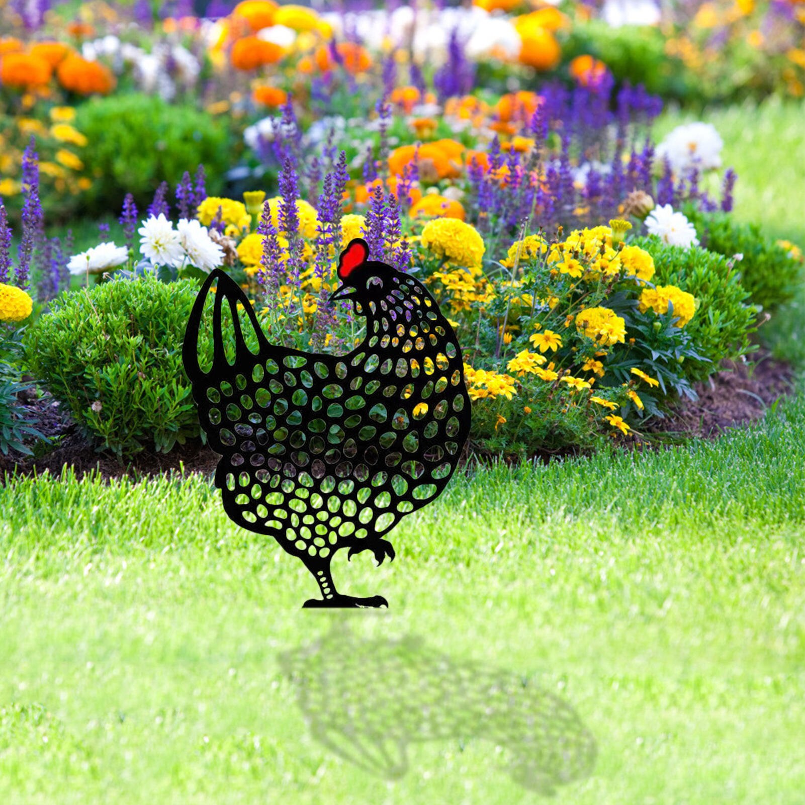 Ornamenti da giardinaggio pollaio arte giardino esterno cortile prato arredamento metallo gallina cortile arredamento regalo decorazioni pasquali