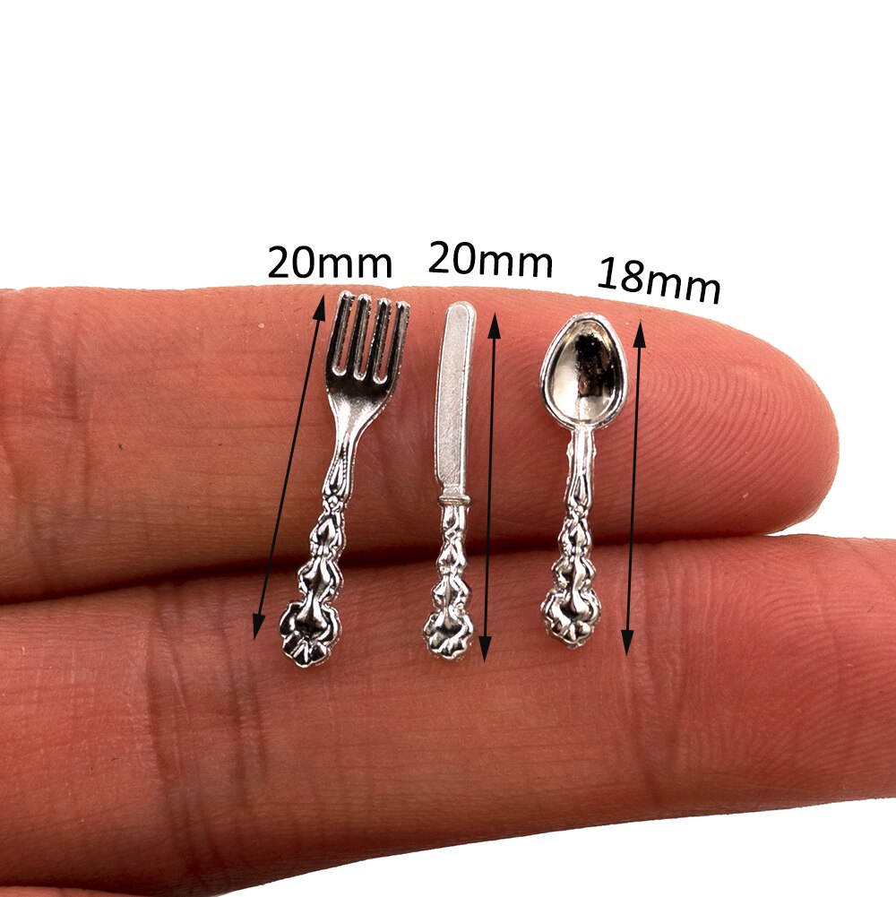 12Pcs 1/12 accessori in miniatura per casa delle bambole Mini stoviglie simulazione coltello da cucina forchetta zuppa cucchiaio giocattoli per la decorazione della casa delle bambole