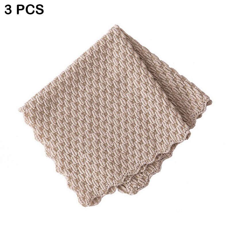 Anti-grease Wiping Rags Kitchen Efficient Super Absorbent Microfiber Cleaning Cloth Home Washing Dish Kitchen Cleaning Towel: 3 PCS Apricot