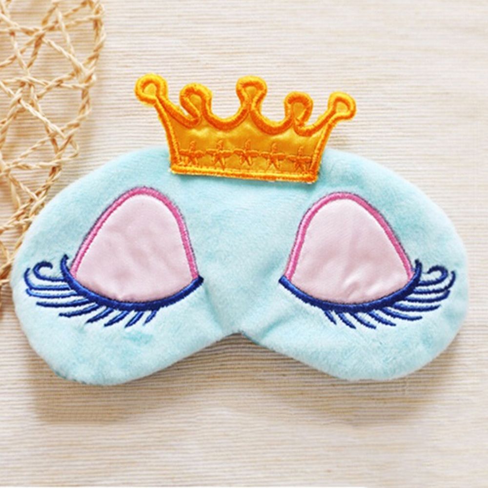 Lovely Pink/Blue Crown Sleeping Mask Crown Eyeshade Eye Cover Travel Cartoon Long Eyelashes Blindfold Travel Accessories