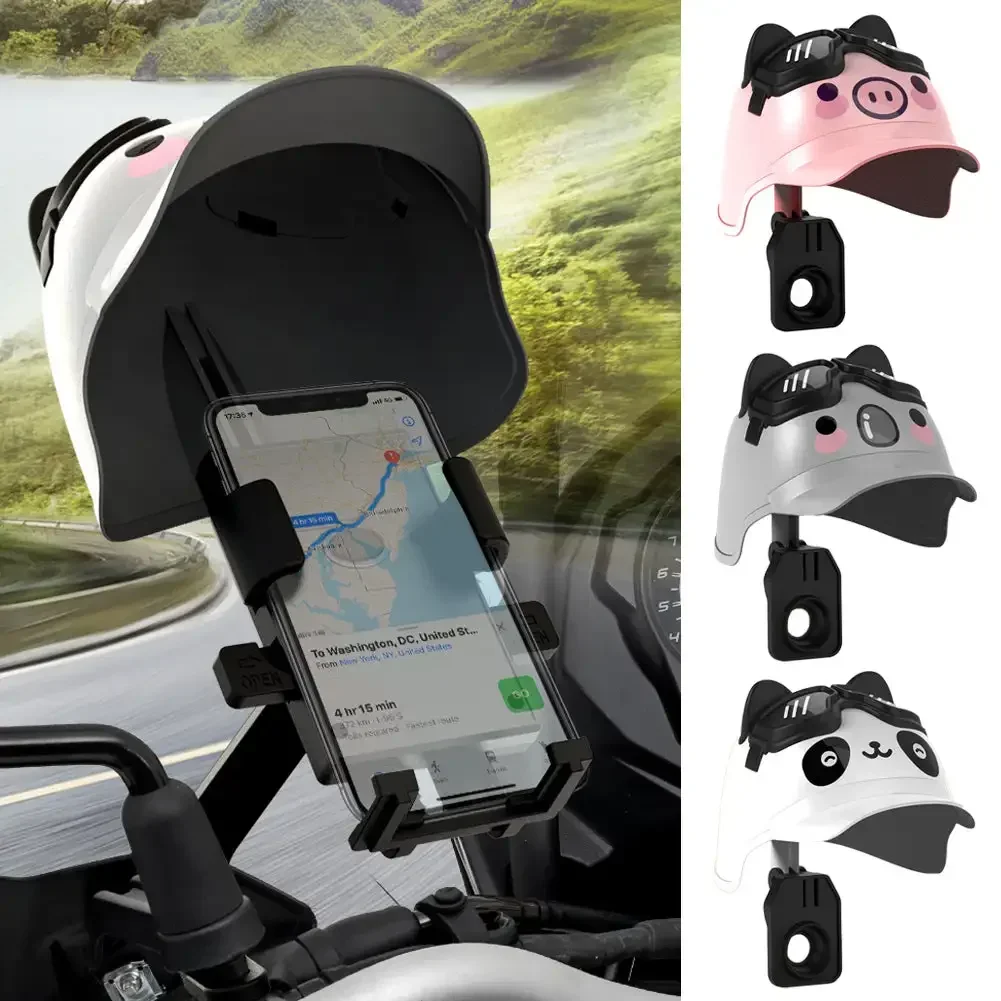 Dessin animé petit casque cavalier moto support pour téléphone portable et vélo électrique Navigation support pour téléphone pare-soleil étanche