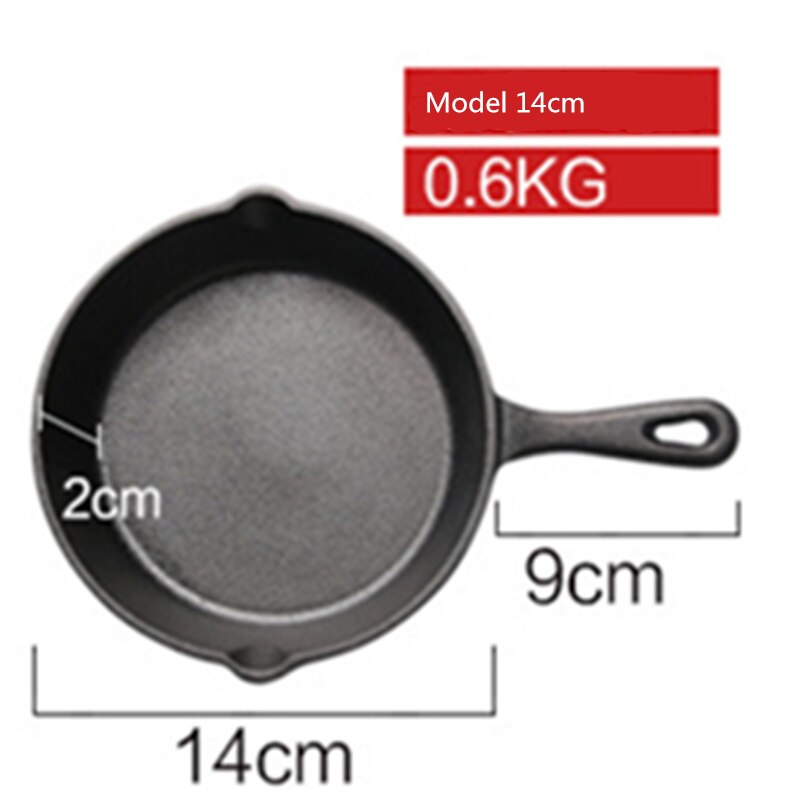 Støbejernspande lille stegepande 14 cm 16 cm 20cm pande mini ubestrøget non-stick pande: 14cm