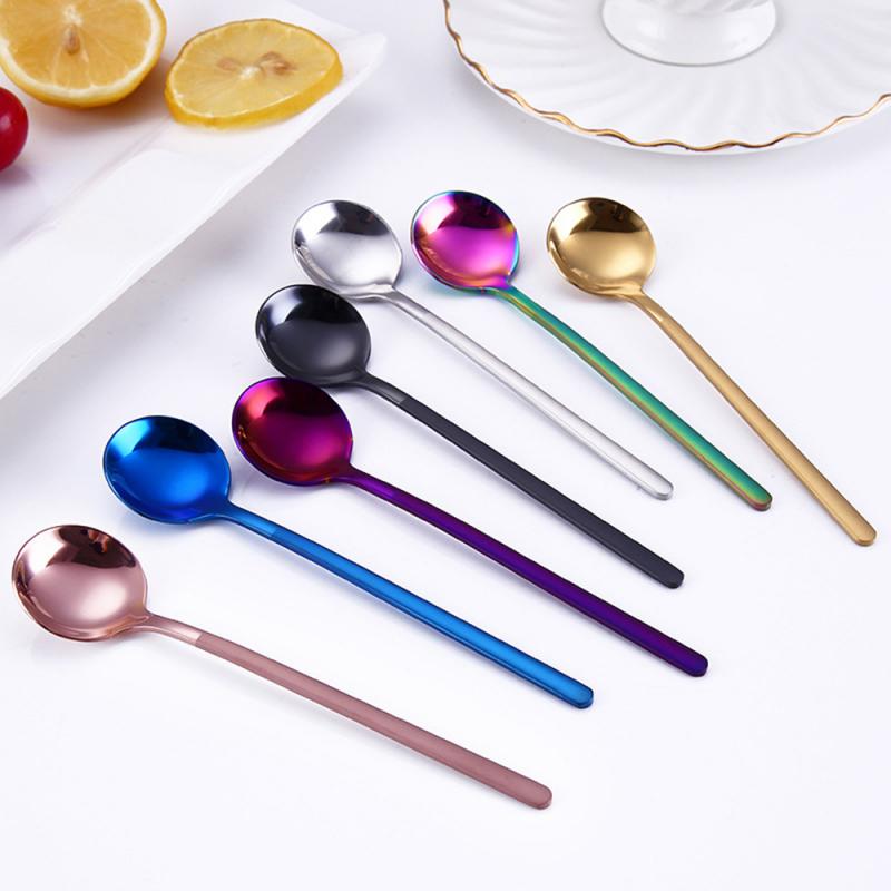nouvelle cuillère colorée forme ronde café cuillère crème glacée cuillères à café Scoop vaisselle couverts café boire cuisine outils