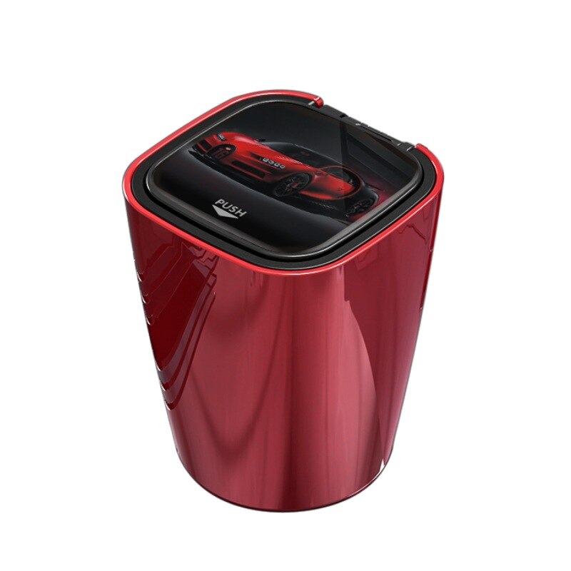 Cenicero multifunción para coche, accesorio con cubierta de luz LED azul, automático, retardante de llama, interior: Rojo