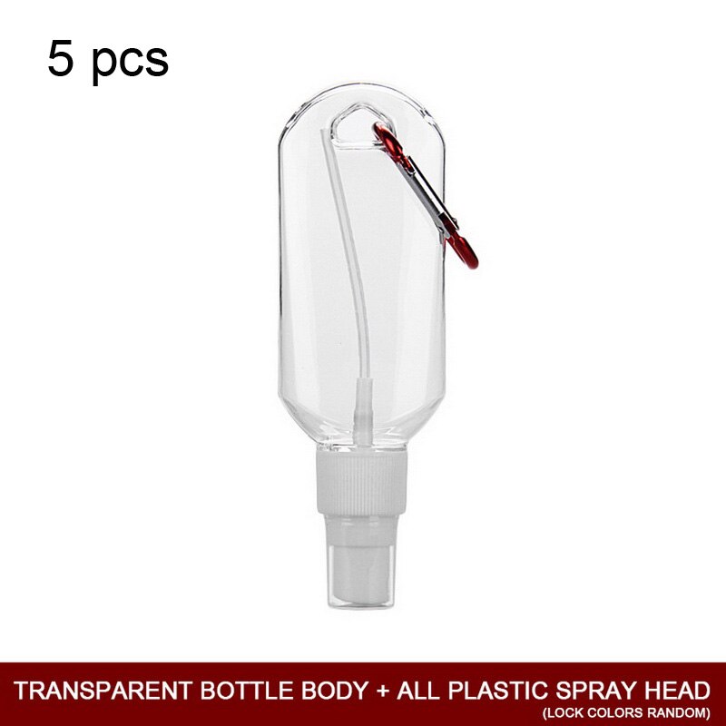 50ml Empty Hand Sanitizer Travel Hook Keychain Carriers Flip Cap Reusable Portable Empty Bottles hook bottle PETG: 5pc Silver nozzle