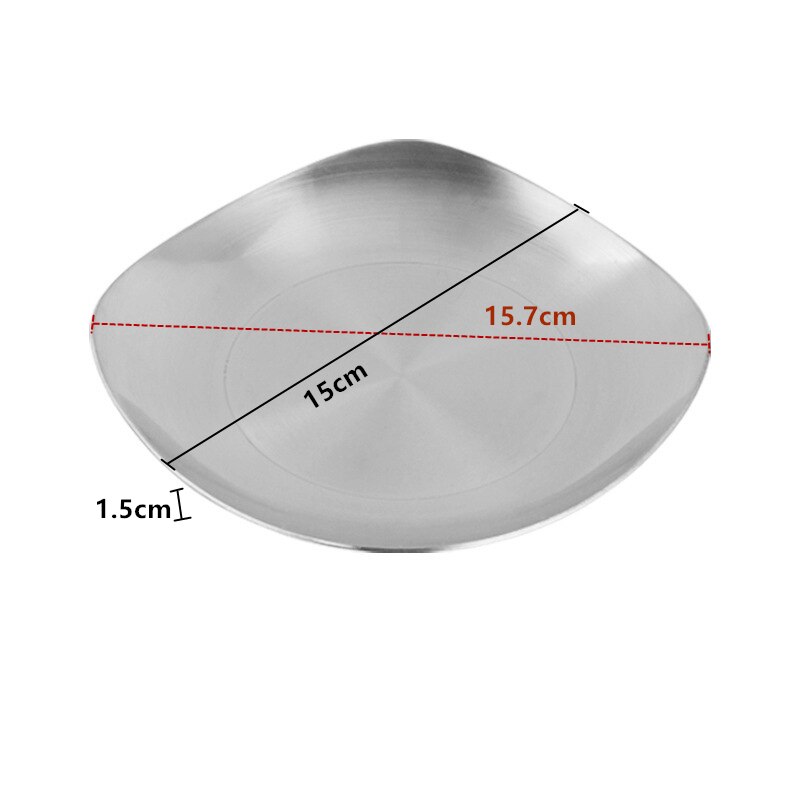 Assiettes à dîner en acier inoxydable, Style coréen, assaisonnement, Kimchi Barbecue, vaisselle de table, gâteaux, collations: Silver 15cm