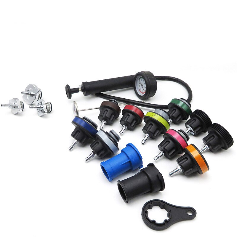18pcs Auto Repairing Pressure Gauge Kit Pressure Gauge Barometers Radiator Leak Detector Car Cooling System Tester