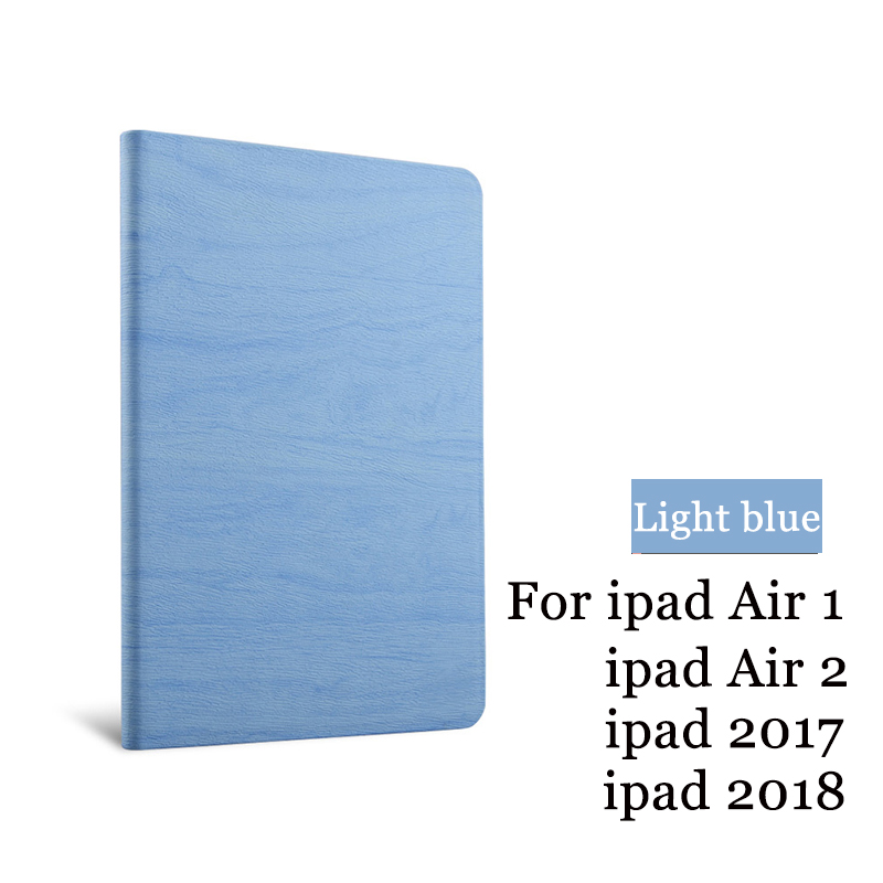 Pour iPad Air 2 Air 1 étui iPad 9.7 pouces simplicité PU cuir couverture intelligente étui Folio housse de réveil automatique: Light Blue