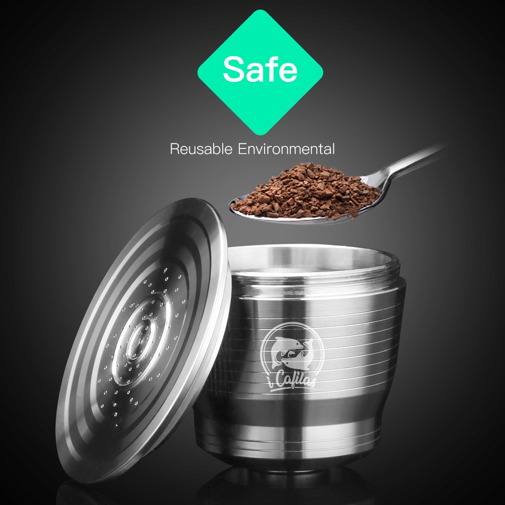 Stainless Metal Reusable For Nespresso Capsule With Press Coffee Grinds Stainless Tamper Espresso Maker Basket Coffee Tools