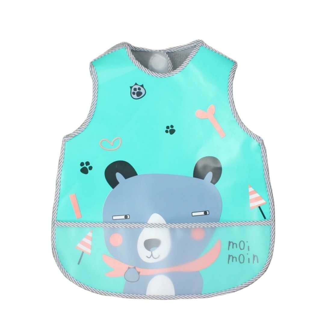 Wodoodporne niemowlę jedzenie dzieci rysunek bez rękawów śliniaki dla niemowląt śliniaki śliczne śliniaki dla dzieci nadruk kreskówkowy śliniak dla niemowląt posiłek beknięcie Eva płótno: niedźwiedź