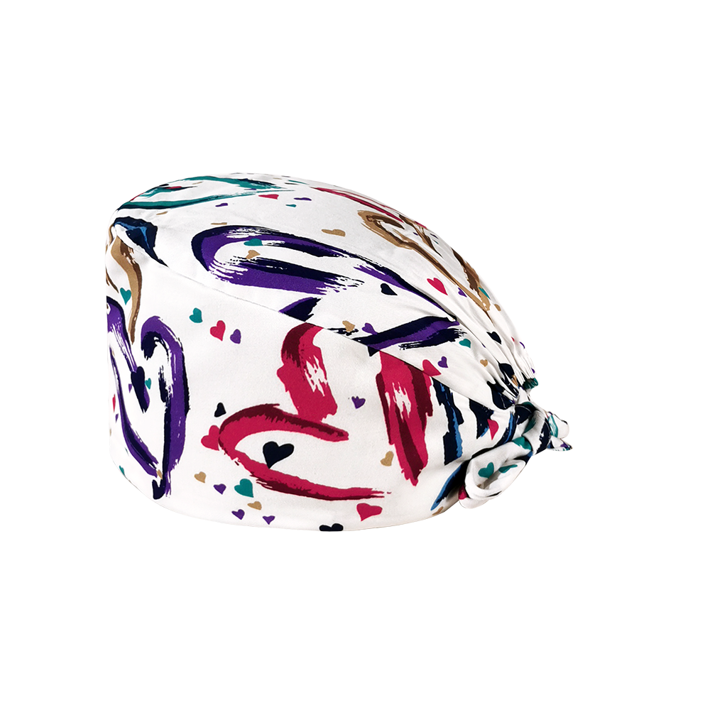 Multicolore pur coton respirant dessin animé impression florale gommage chapeau animalerie laboratoire travail chapeau salon de beauté mignon gommage casquettes: 22009
