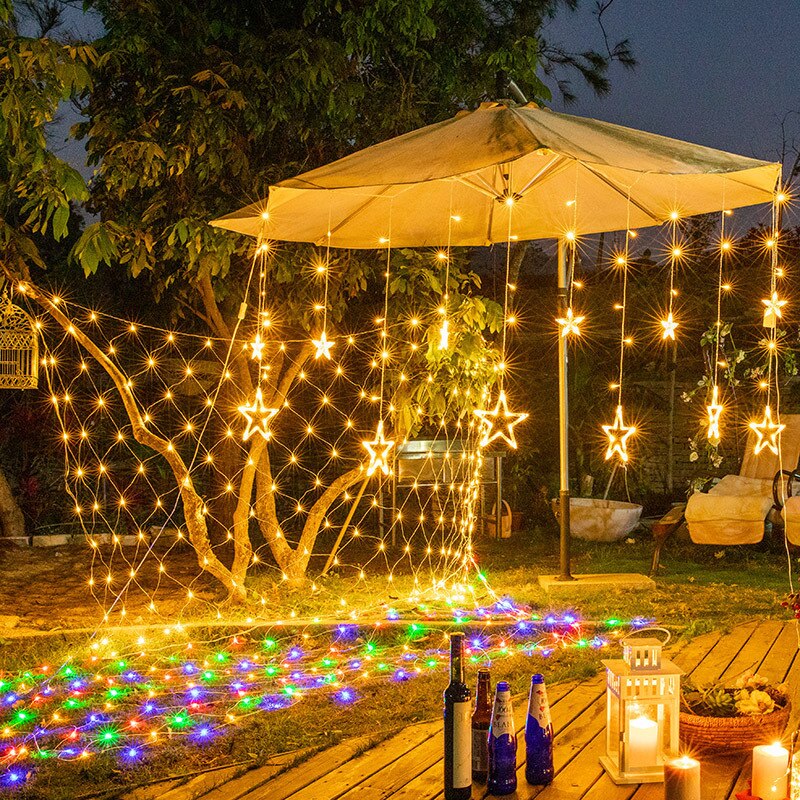 1.5x1.5/3x 2/6x4m résille chaîne lumières noël lumières fée guirlande extérieur maison pour mariage/fête/rideau/décoration de jardin