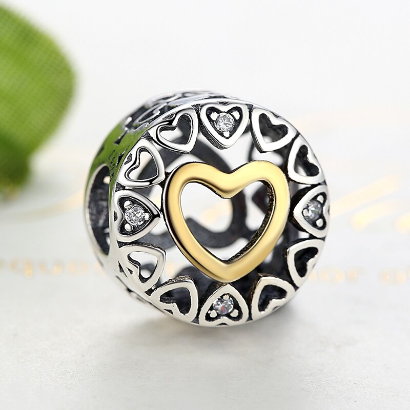 925 Sterling Zilveren Romantische Hart Bead Hollow Out Lover Charms Fit Originele Armband Diy Kralen
