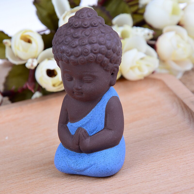 1Pcs Boeddhisme Kleine Standbeelden Little Meditatie Monnik Miniatuur Craft Boeddhabeelden Klei Mini Chinese Boeddhisme Zen Monniken