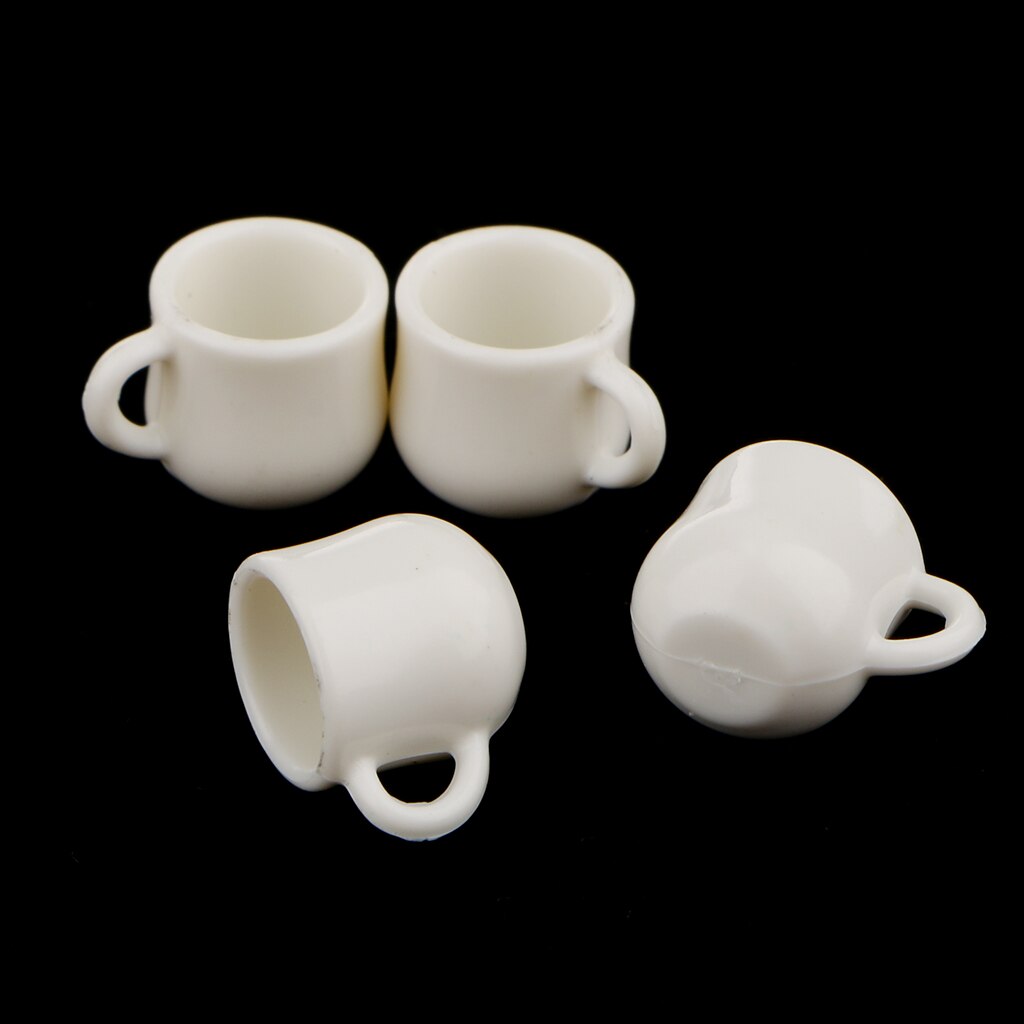 Pack of 4pcs 1:12 White Coffee Tea Cups Dolls House Miniature Home Table Ornament