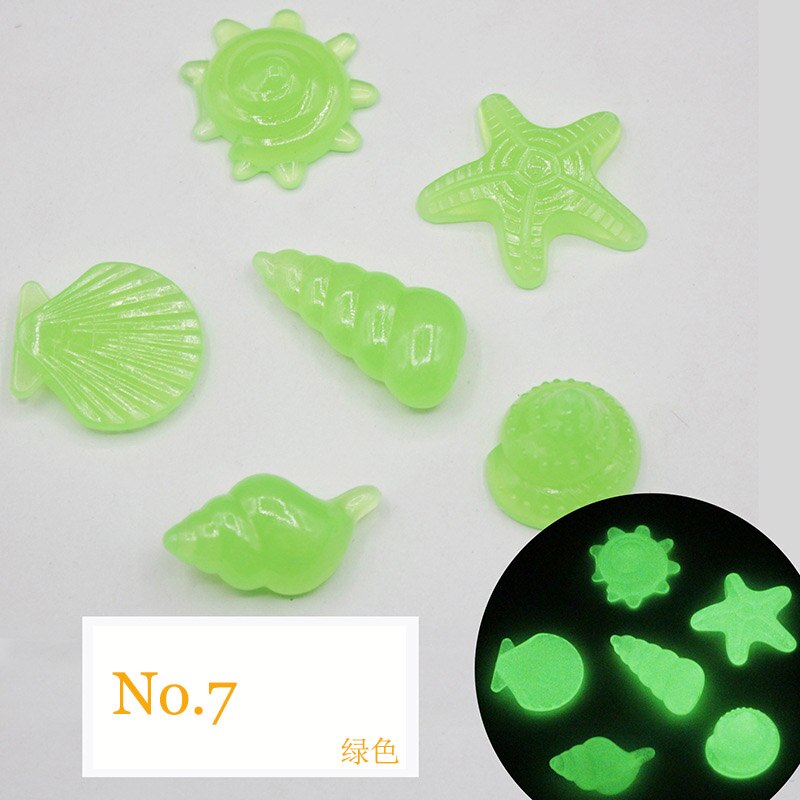 40 Pcs Glow In The Dark Stones Starfish Conch Shell Shaped Decorative Garden Aquarium Fish Tank Pool Landscape Luminous Stone: H0001-8