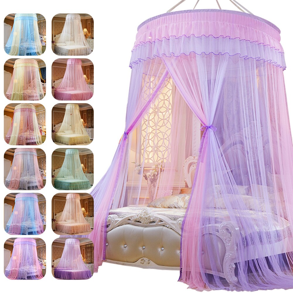 Bett Baldachin Aufgehängt Moskito-proof Net Runde Top Prinzessin Bett Zelt Vorhang Faltbare Baldachin Auf Die Bett Elegante Fee spitze Dossels