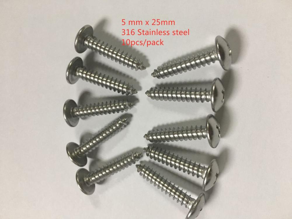 Tornillos de rosca de acero inoxidable 316, tornillo de madera con cabeza Phillips: M5x25mm