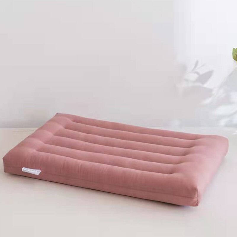 Oreiller en coton et velours pour enfants, oreiller plat et solide, Protection du cou, oreiller Ultra fin, literie adulte sans taie d&#39;oreiller: Bean paste color / 48x74cm1pcs