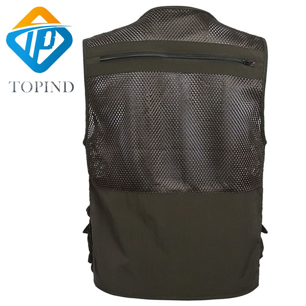 Gilet de pêche en maille, 2 pièces, multi-poches, pour l'extérieur