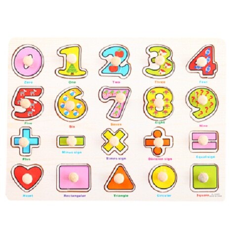 3D Houten puzzel voor peuter kinderen kid hand greep houten puzzel nummers alfabet-puzzel developmental educatief speelgoed: Mathmatics