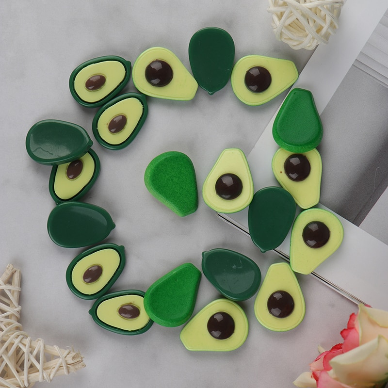 10 stücke Avocado Scheiben Schleim Liefert Spielzeug Hinaus Für Flauschigen Klar Schleim Harz Obst Scheiben Reize Zubehör