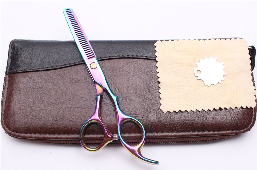 5.5 "16 cm gravure Logo multi-couleur coupe ciseaux amincissant ciseaux coiffure ciseaux cheveux ciseaux Kit C1005: C1005 Cai T 5.5YY