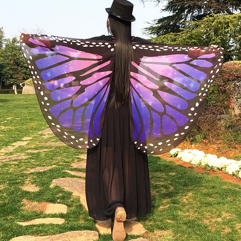 Alas de mariposa de tela suave de varios estilos para mujer, vestido de hadas, envoltura de playa, accesorio de disfraz: F