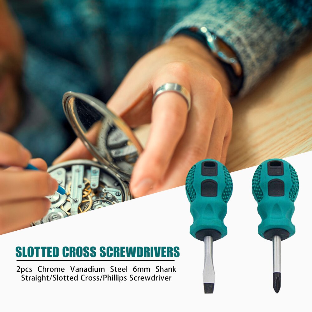 2Pcs Ingelaste Kruis Telescopische 6Mm Schroevendraaier Kleine Radijs Schroevendraaier Mini Ultra Korte Schroevendraaier Micro Schroevendraaier Repairtool