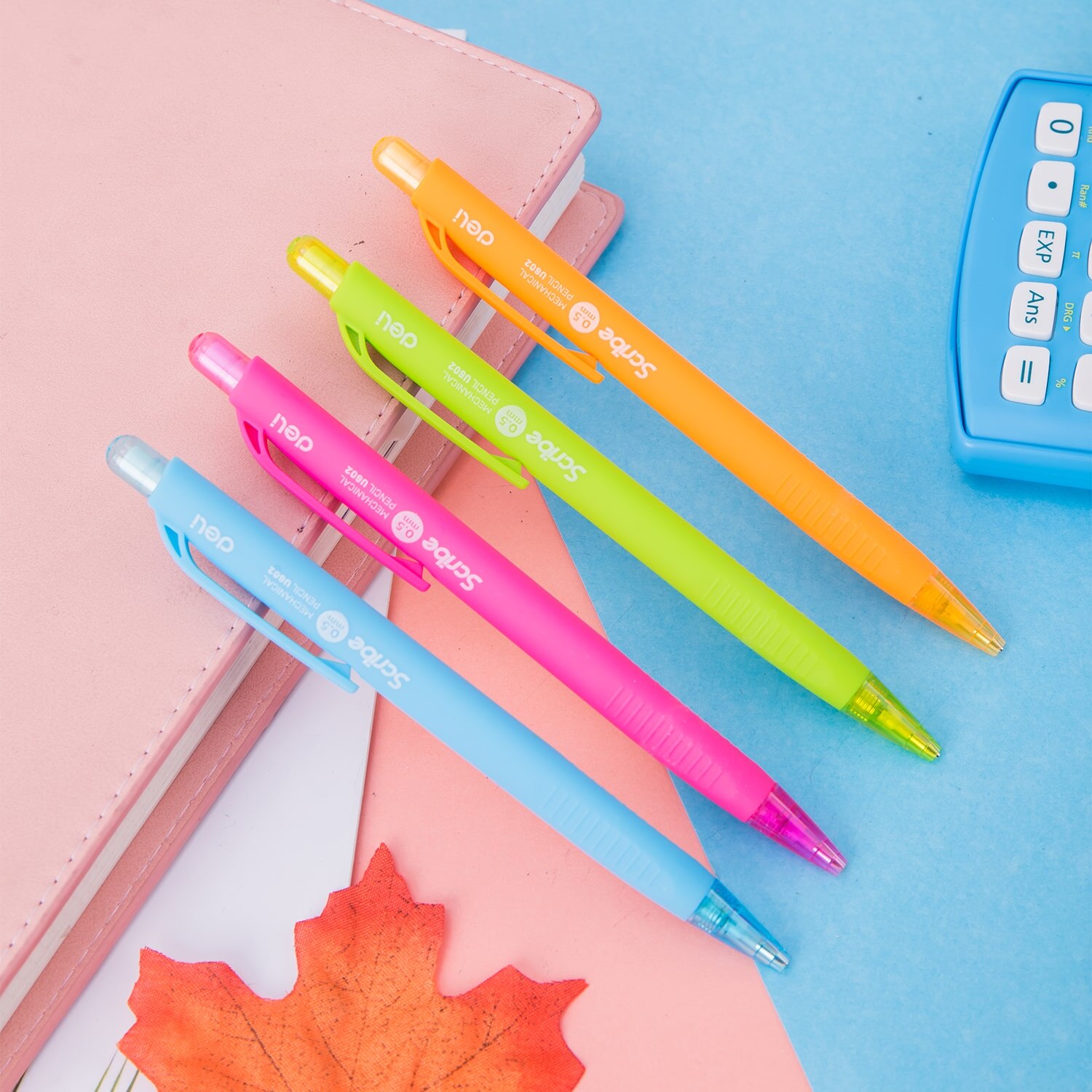 Deli Mechanical Pencil 0.5mm 0.7mm 2B Black Lead 4PCS/Lot Student Writing Pen Color School Stationery EU60200 EU60300
