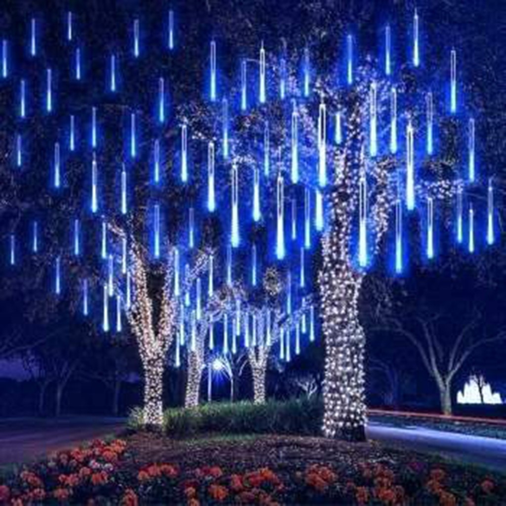 Year 30/50cm Meteor Shower Rain 8 Tubes LED String Lights Waterproof For Outdoor Christmas Decor Tree With Plug Tail#45
