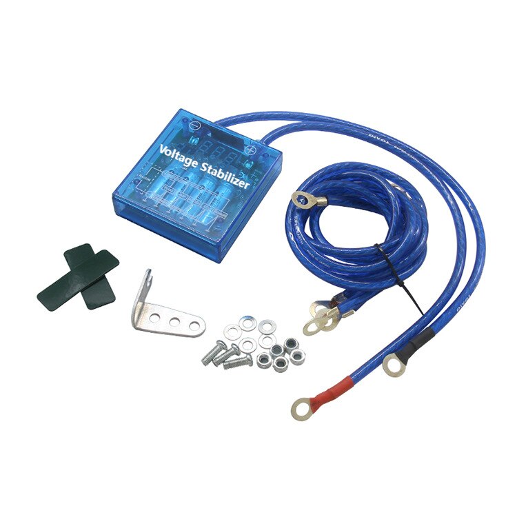 Estabilizador de voltaje para coche, estabilizador de voltaje Universal con Cable de tierra para automóvil
