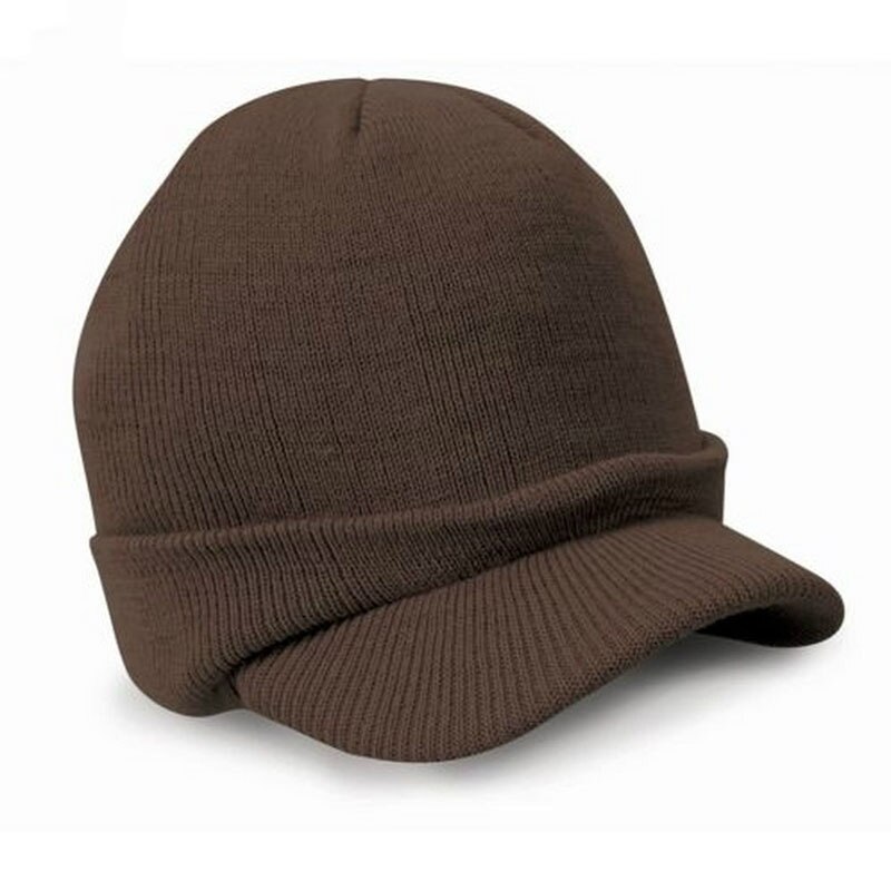 11 Color CoMen Warm Baggy Crochet Visor Brim Beanie Ski Cap Baggy Oversized Knit Skull Hat Sport Peaked Cap: Brown