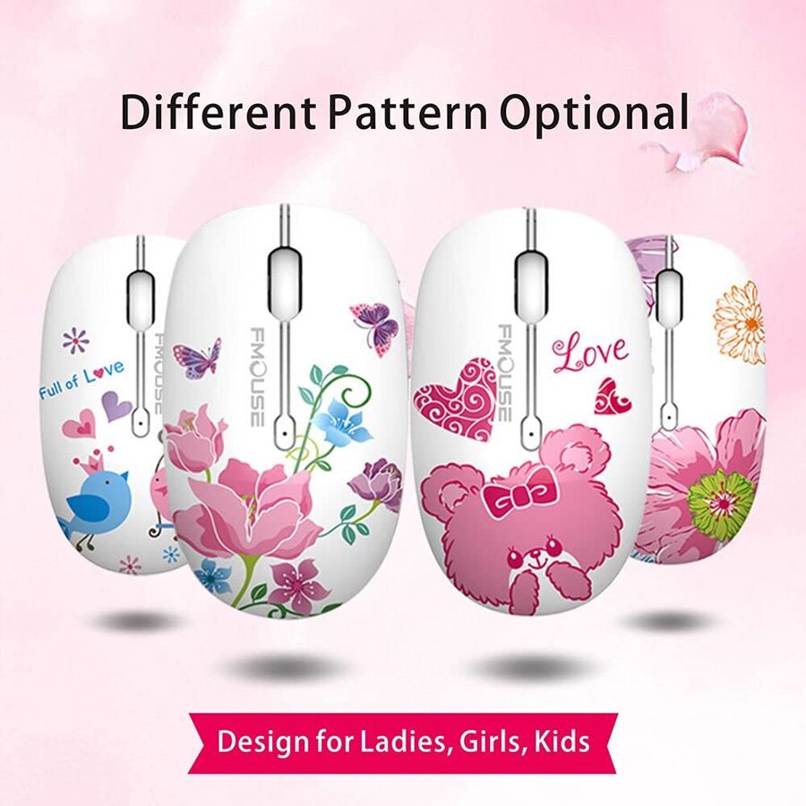 M101 Ergonomics Wireless Mouse 2.4G Cute Optical Cartoon Computer Silent Mice With USB Receiver for Laptop Kid Girl Macbook