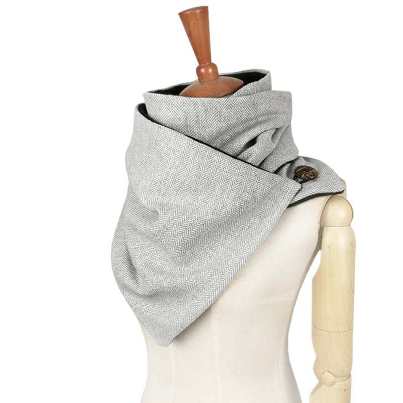 Leo anvi vinter skjerf menn ull bomull unisex sildben chevron ringe skjerf kvinner pakke inn håndlaget uendelig skjerf: Lysegrå