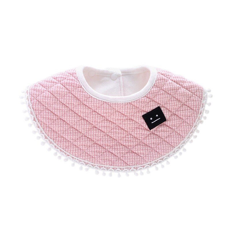26*25cm Baby Bib European Round Bib Cotton Waterproof Saliva Towel Children Small Fresh Eating Pocket: Pink