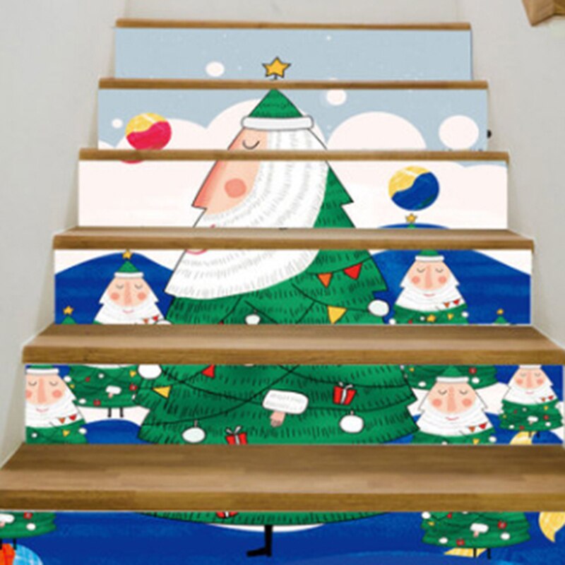 3D árbol de Navidad renos estampilla para escalera habitación escaleras piso etiqueta escalera Hogar y estampilla para escalera s: 1