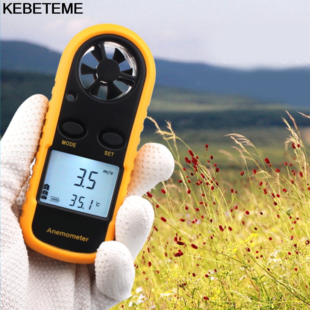 Kebeteme Anemometer Digitale Hand-Held Wind Gauge Meter Thermo Anemometer Infrarood Thermometer Met Lcd Backlight Display