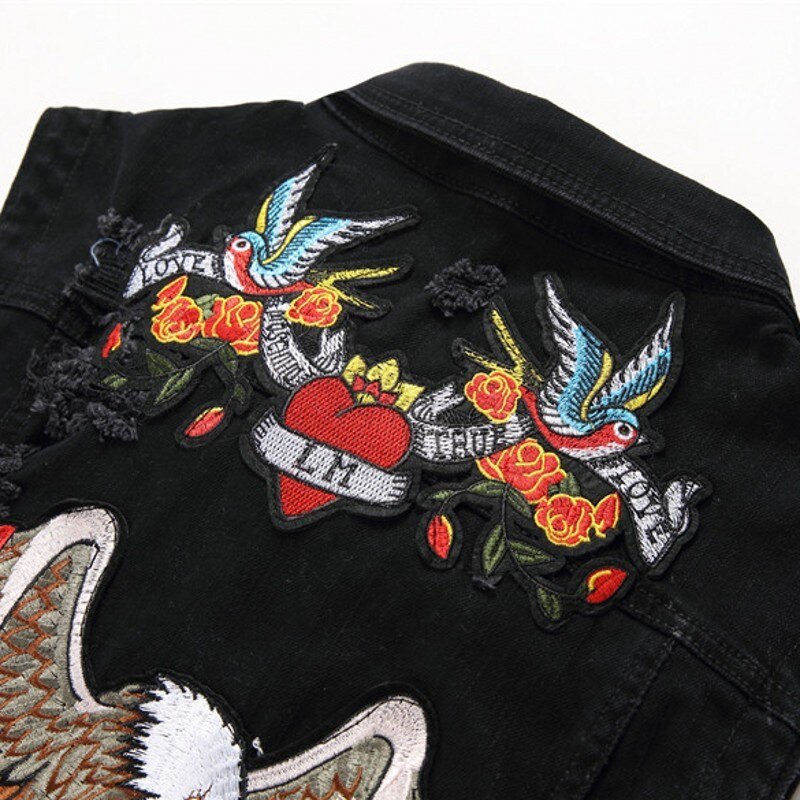 Mens Denim Vests Summer Distressed Sleeveless Black Jaqueta Masculina Slim Fit Embroidery Flower Casual Jeans Vest