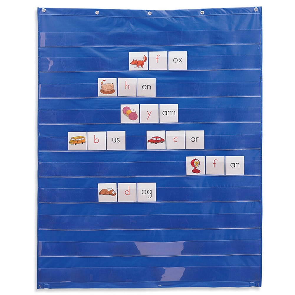 10 Giant Pocket Chart Home Space Saving Transparent Standard Learning Resources Scheduling Insert Card Organization Classroom: Blue