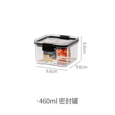 Huisdier Vierkante Transparante Verzegelde Vers Houden Doos Keuken Graan Opslagtank Snack Gedroogd Fruit Opslag Jar Keuken Gereedschap Levert: 460ml