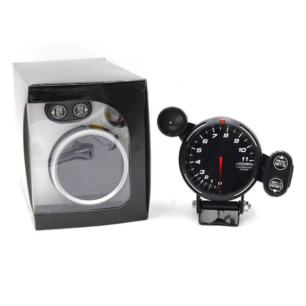 Tacómetro de 3,15 "y 80mm para coche de gasolina, 0 ~ 11 × 1000Rpm, Fondo de LED NEGRO de 7 colores para 4/6/8 cilindros, 12V