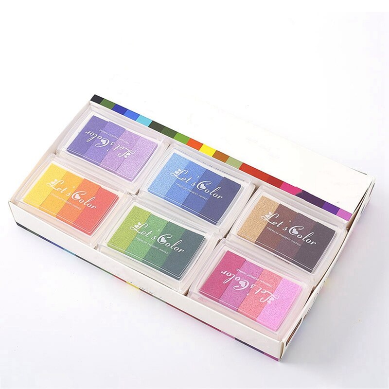 12 Four-Color Gradient Stamp Pads Stamp Partner Concave Gradient Ink Pad A Good Partner for Stamps DIY Tools