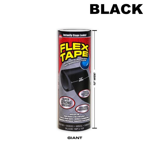 50% OFF 3 Color Flex Strong Rubberized Waterproof Tape Adhesive Super Thick Pro Formula Black White Clear: 30CM BLACK