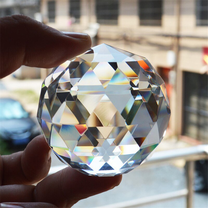 Photography Faceted Crystal Ball Feng Shui Paperweight Decorative Glass Ball Shiny Birthday for Girl Home Decoration