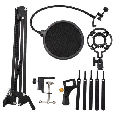 Microphone Stand For Blue Yeti and Blue Snowball With Mic Pop Filter and Heavy Duty Boom Scissor Arm Stands For BM 800 Mic: Default Title