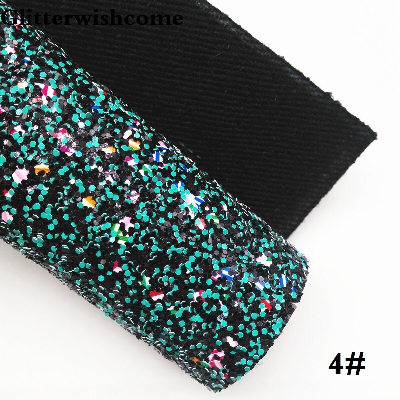 Glitterwishcome 21X29CM A4 Size Synthetisch Leer, Chunky Glitter Leer, faux PU Leer stof Vinyl voor Bows, GM037A: 4